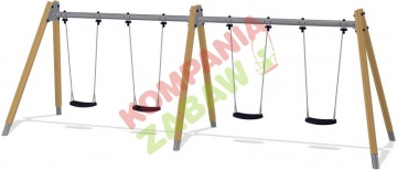 KSW90030-0902 - Two Bay Swing (4 seats) H=2m std. Seats & Pine