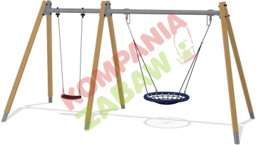 KSW90041-0902 - Two Bay Swing H=2m ø100cm Birds Nest Nest + 1 seat