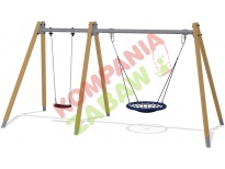 KSW90041-0902 - Two Bay Swing H=2m ø100cm Birds Nest Nest + 1 seat